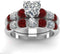 Classic Red Heart Shape 14K White Gold Plated Cubic Zirconia Women's Ring